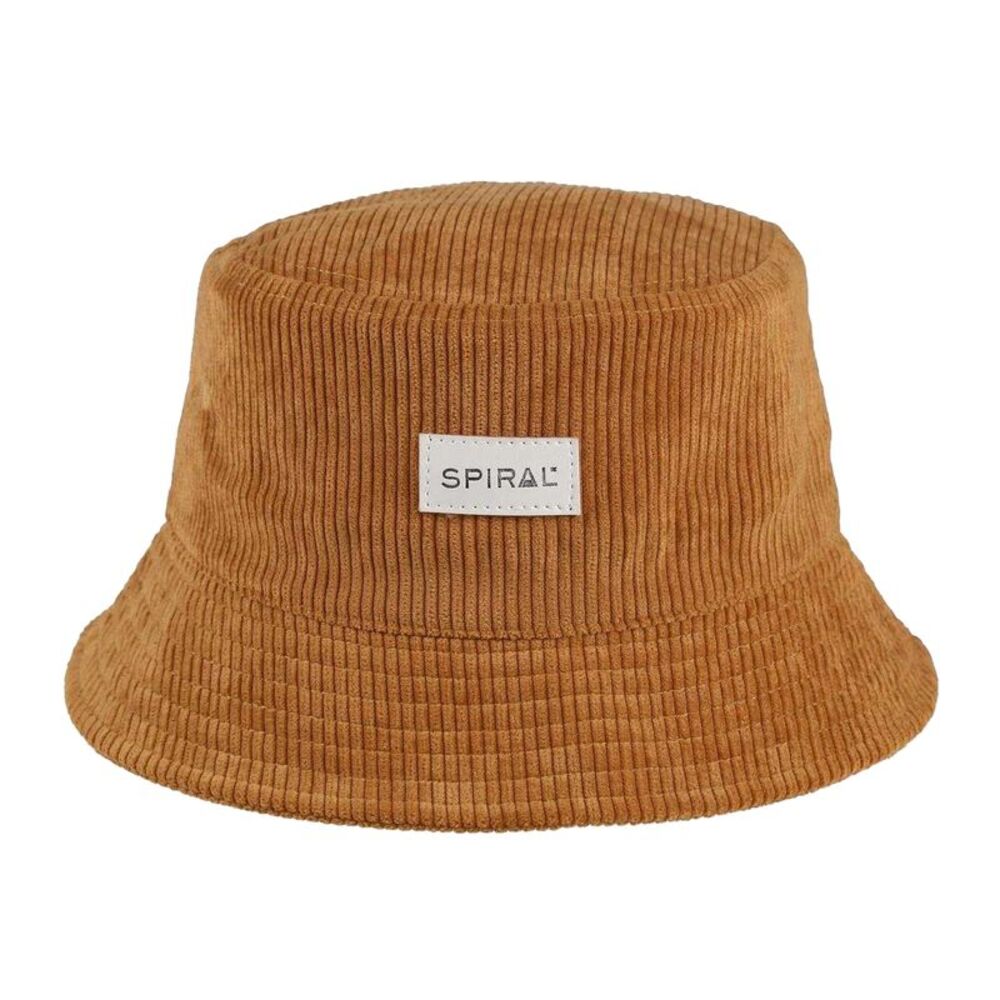 Spiral Womens/Ladies Wordmark Ribbed Cord Bucket Hat / Tan